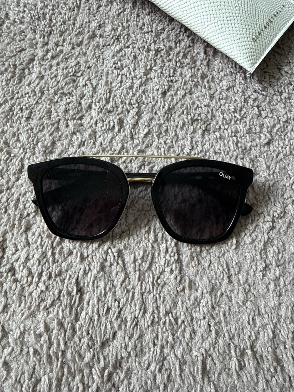 Quay Australia Black Sunglasses with Gold Double Bridge